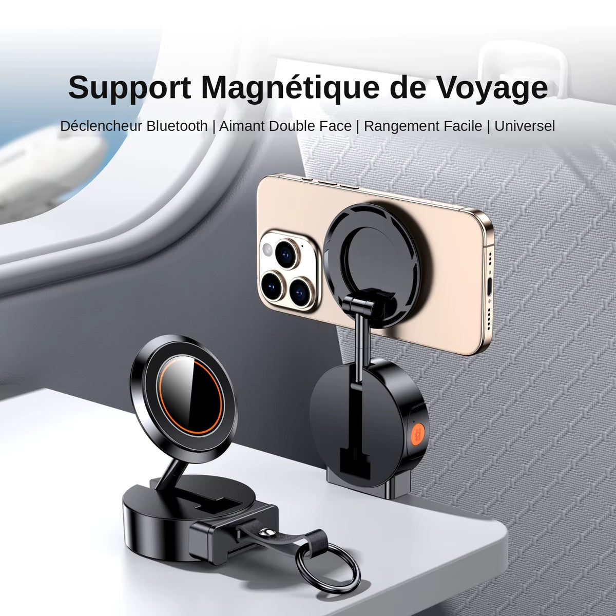 Support Téléphone Magnétique de Voyage – Déclencheur Bluetooth